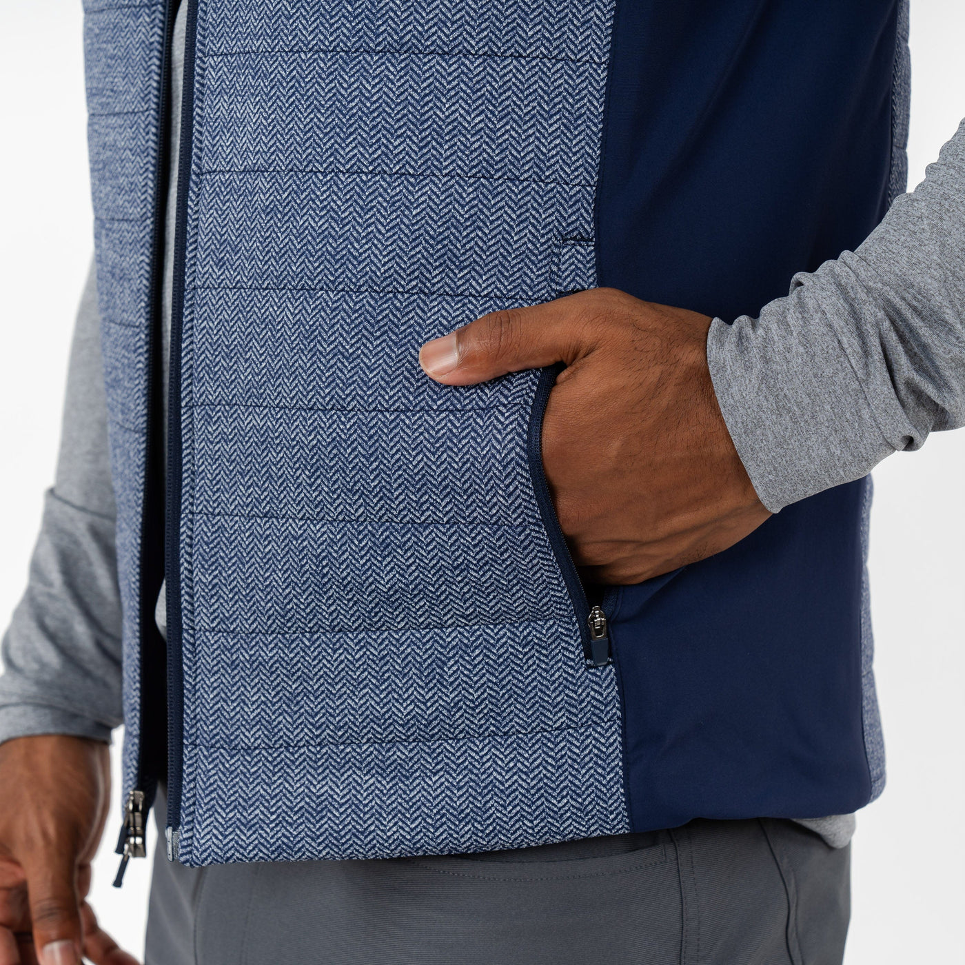 Fulton Performance Vest | The Herringbone - Fleet Navy/White