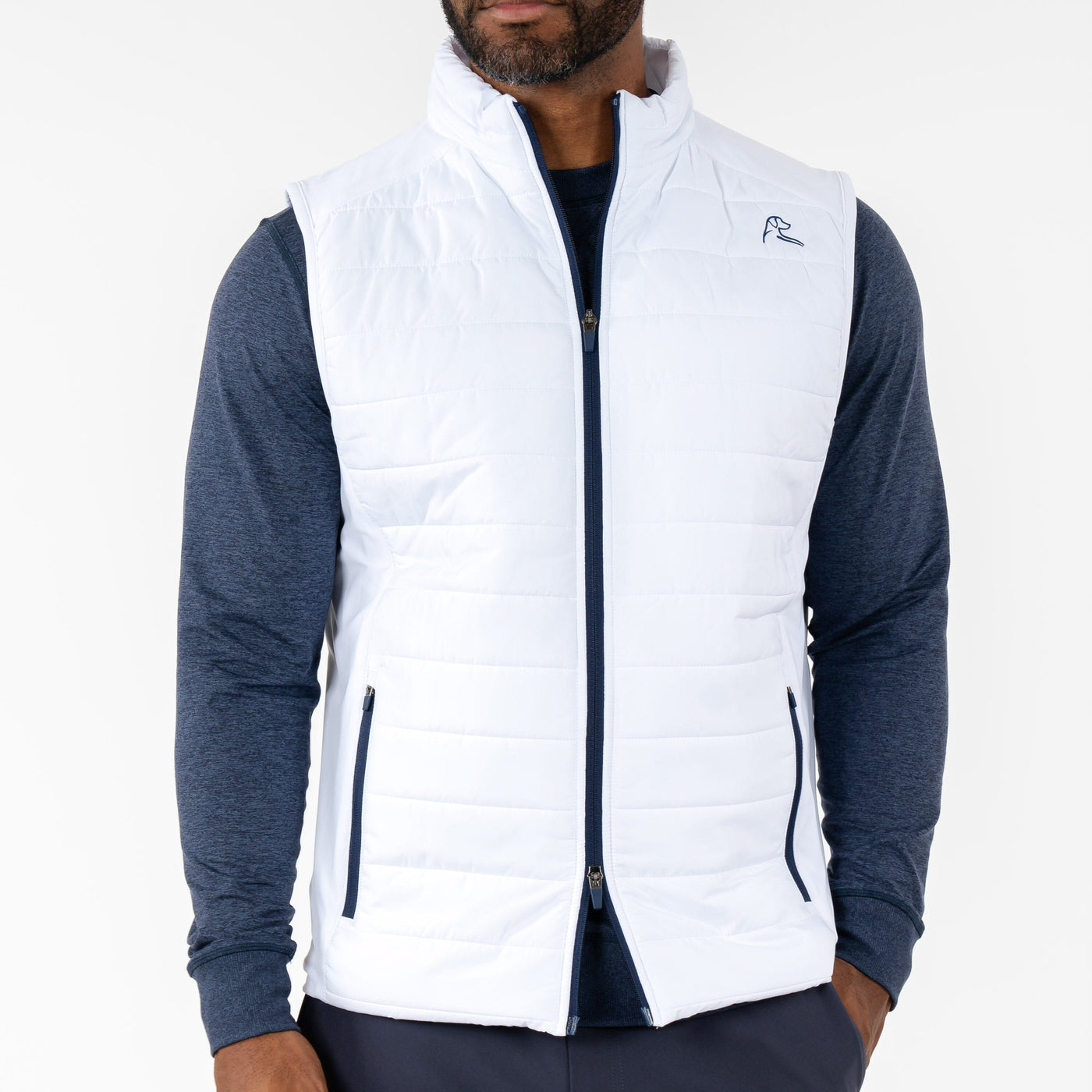 Fulton Performance Vest | Solid - White/Admiral Navy - USA