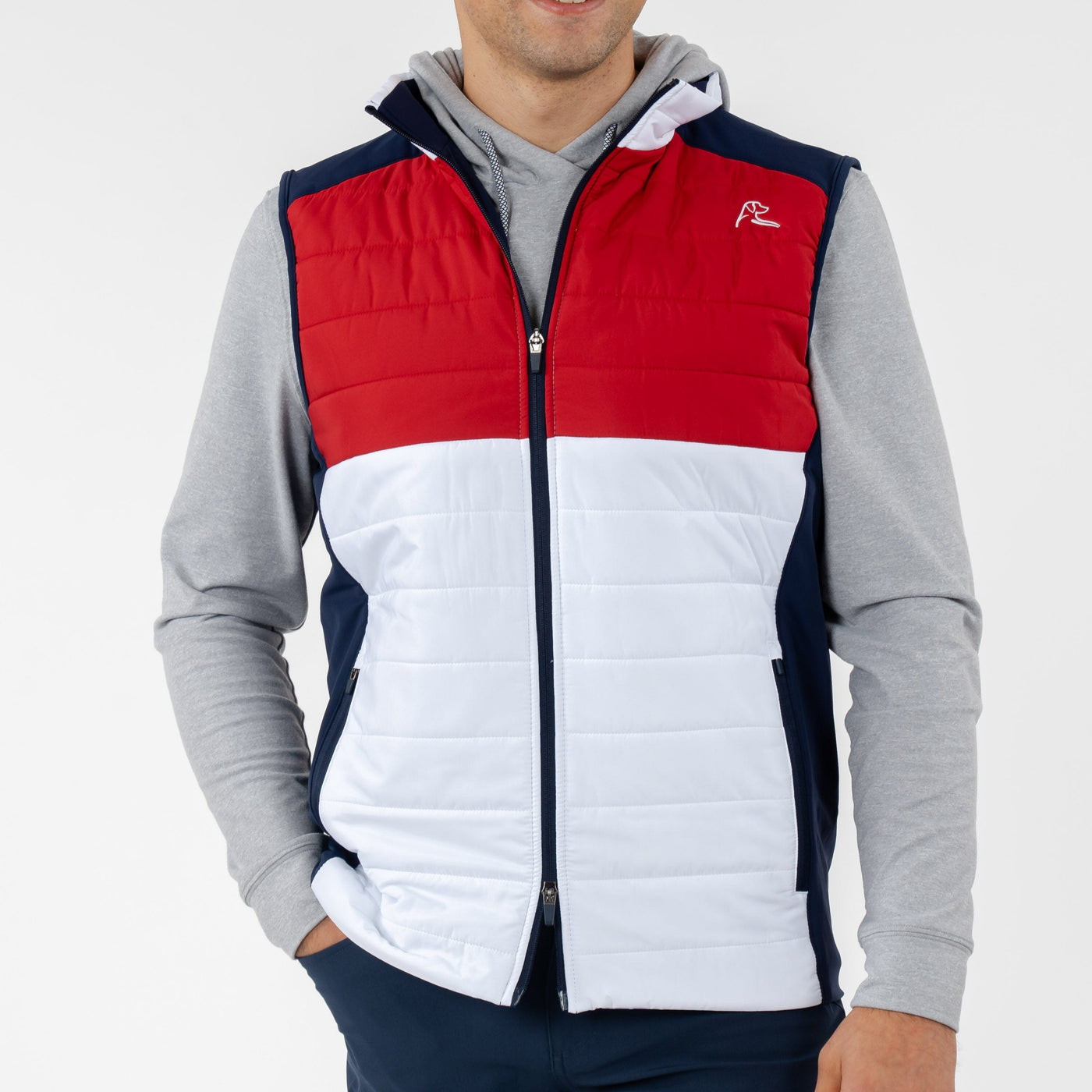 Fulton Performance Vest | The Triple Block - White/Cardinal Red/Fleet Navy - USA