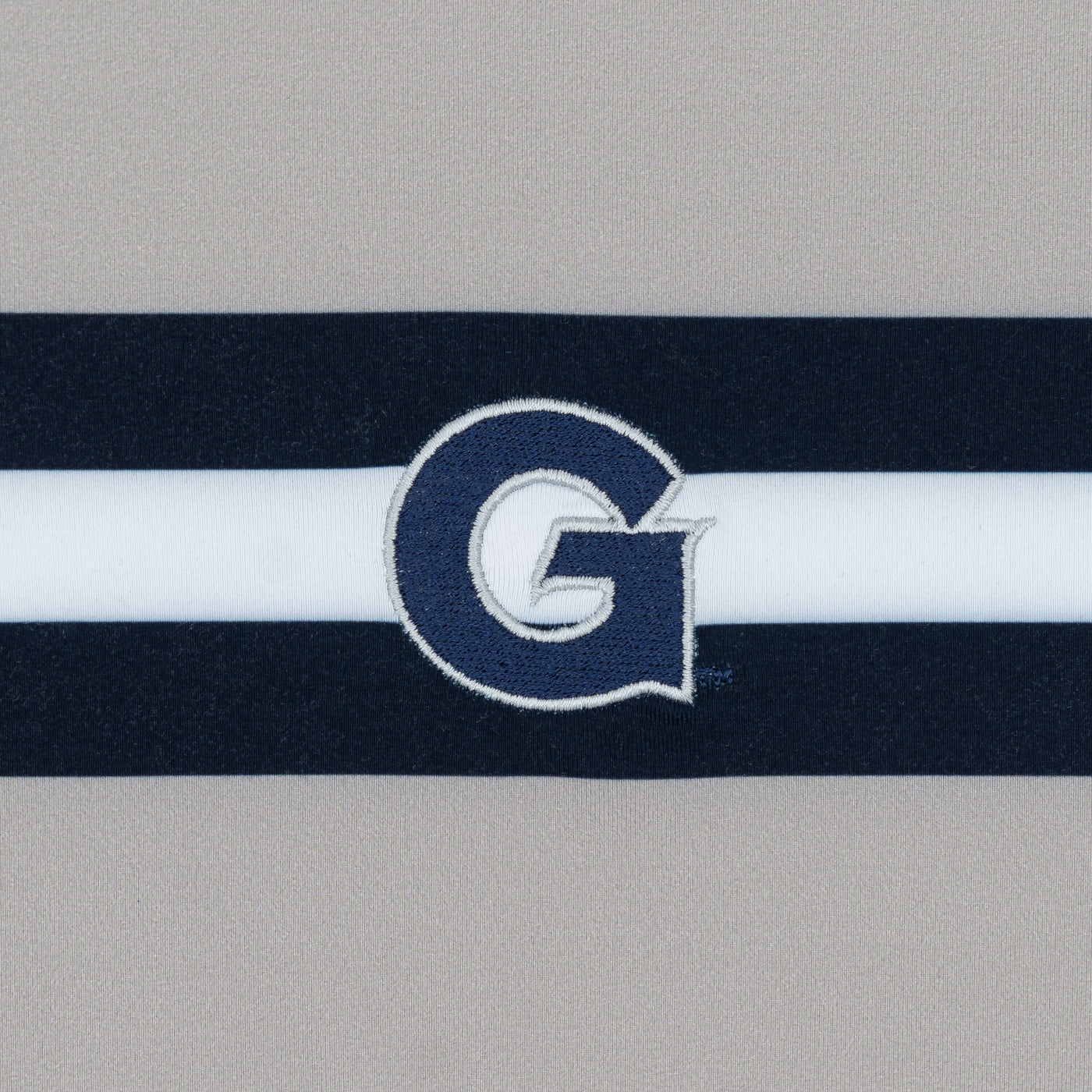 Georgetown Jersey Stripe Collegiate Q-Zip | The Georgetown Jersey Stripe - Fossil Grey/Indigo Blue