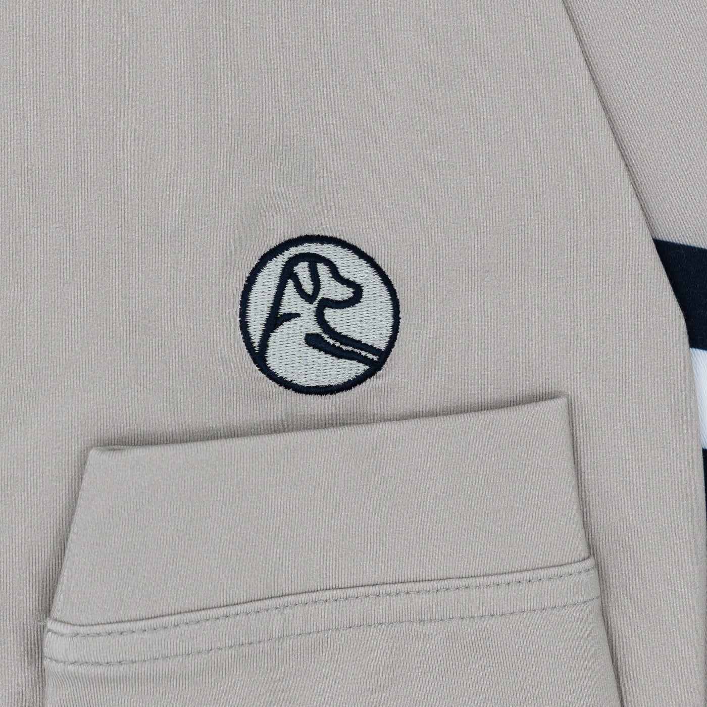 Georgetown Jersey Stripe Collegiate Q-Zip | The Georgetown Jersey Stripe - Fossil Grey/Indigo Blue