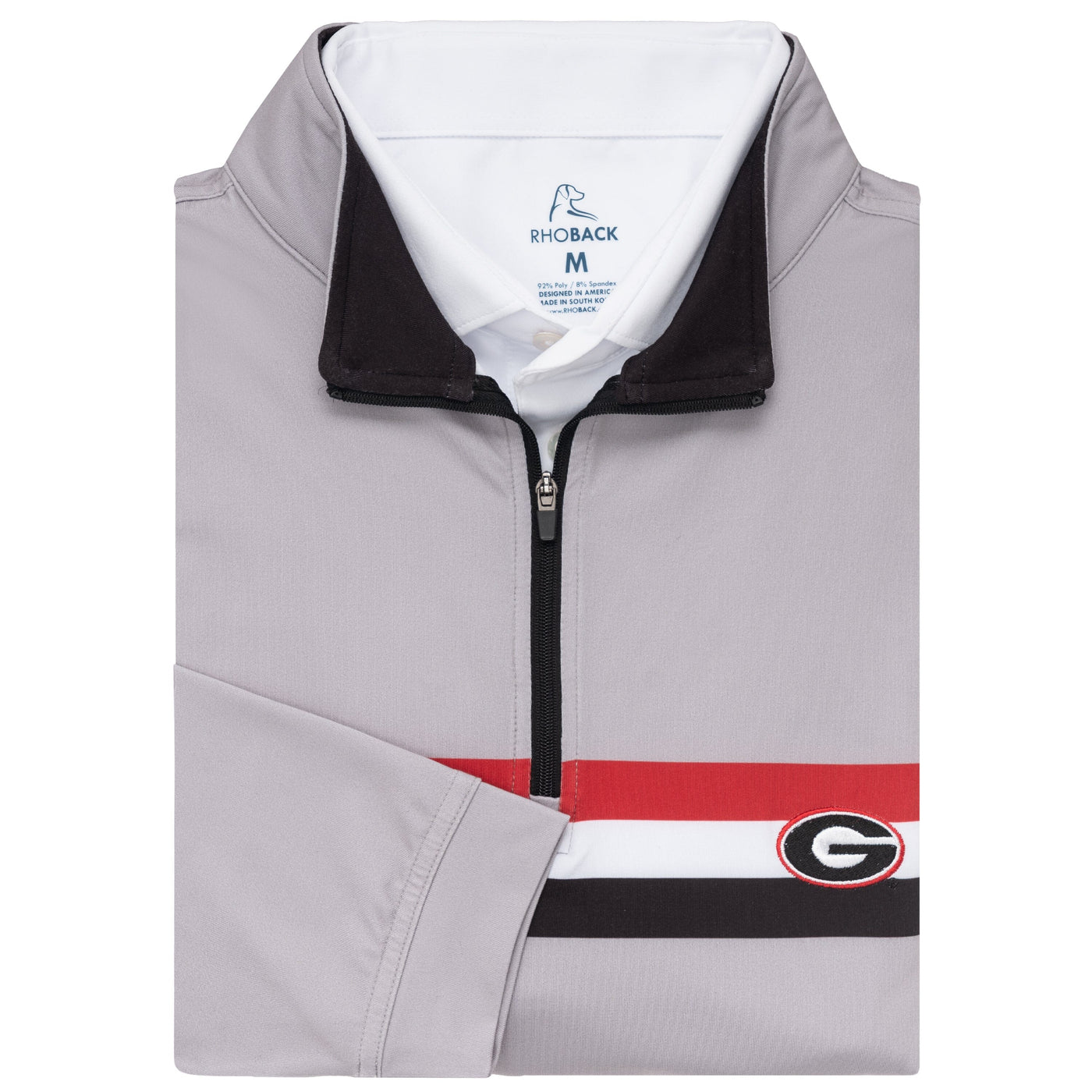 Georgia Pant Stripe Collegiate Q-Zip | The Georgia Pant Stripe - Greystone/Roar Red