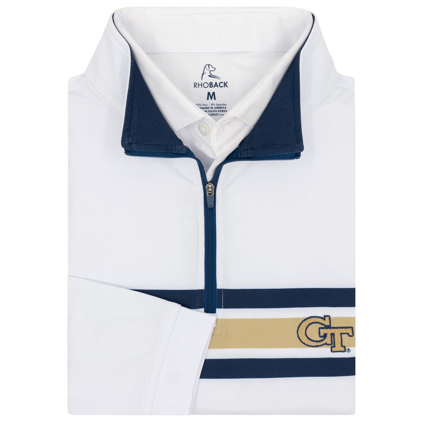 Georgia Tech Jersey Stripe Collegiate Q-Zip | The Georgia Tech Jersey Stripe - White/Suit Navy