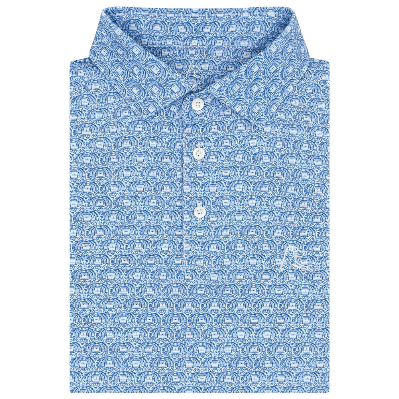 The SMU Gerald J Ford Stadium | Collegiate Polo | The SMU Gerald J Ford Stadium - White/Ocean Blue