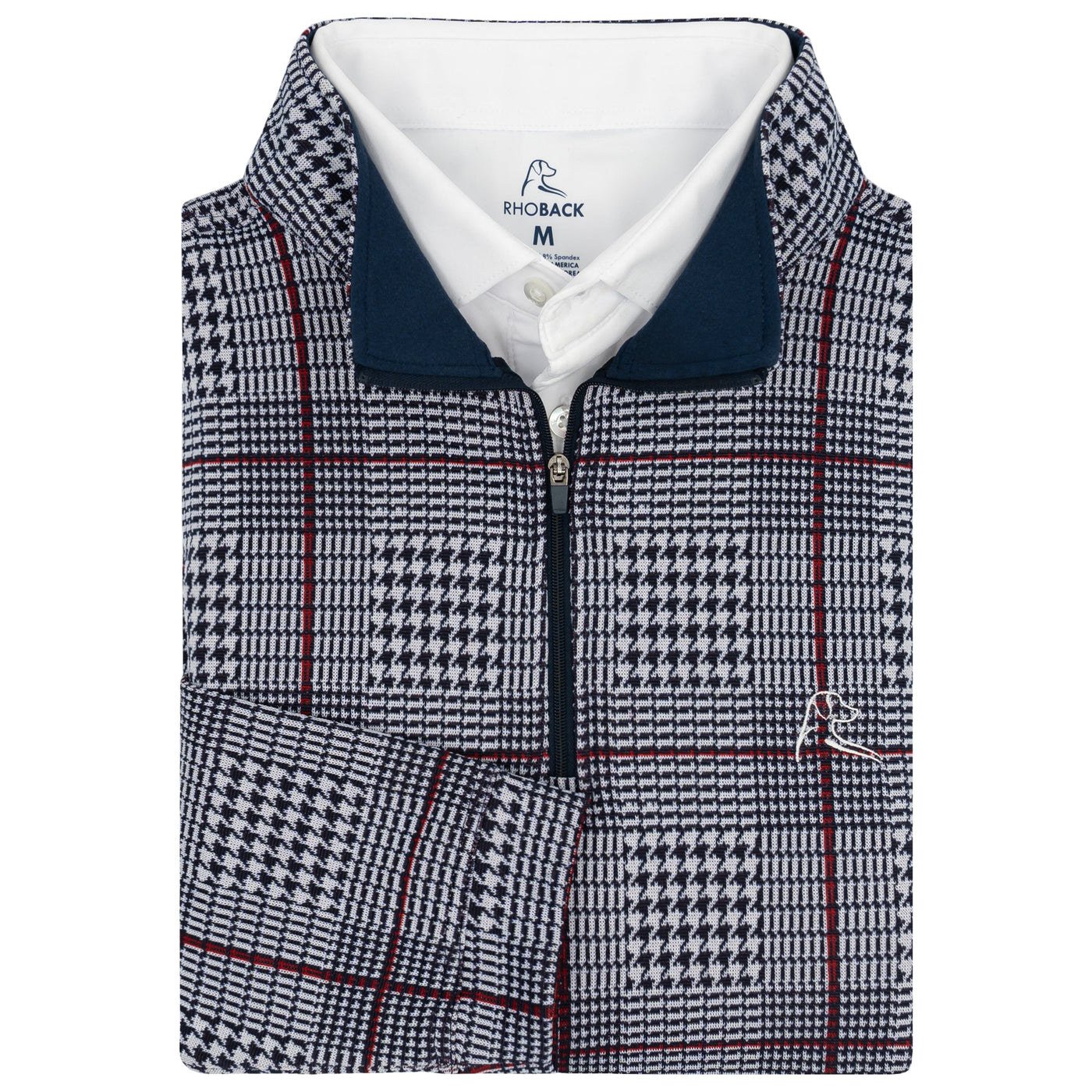 Glen Plaid Jacquard Performance Q-Zip | The Glen Plaid - Ivory/Fleet Navy/Classic Red