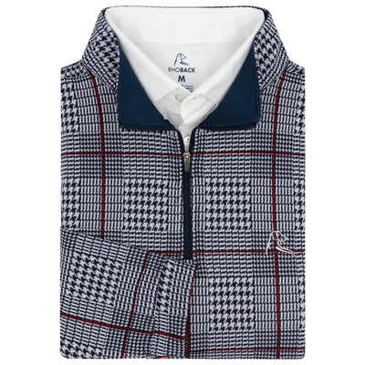 Glen Plaid Jacquard Performance Q-Zip | The Glen Plaid - Ivory/Fleet Navy/Classic Red