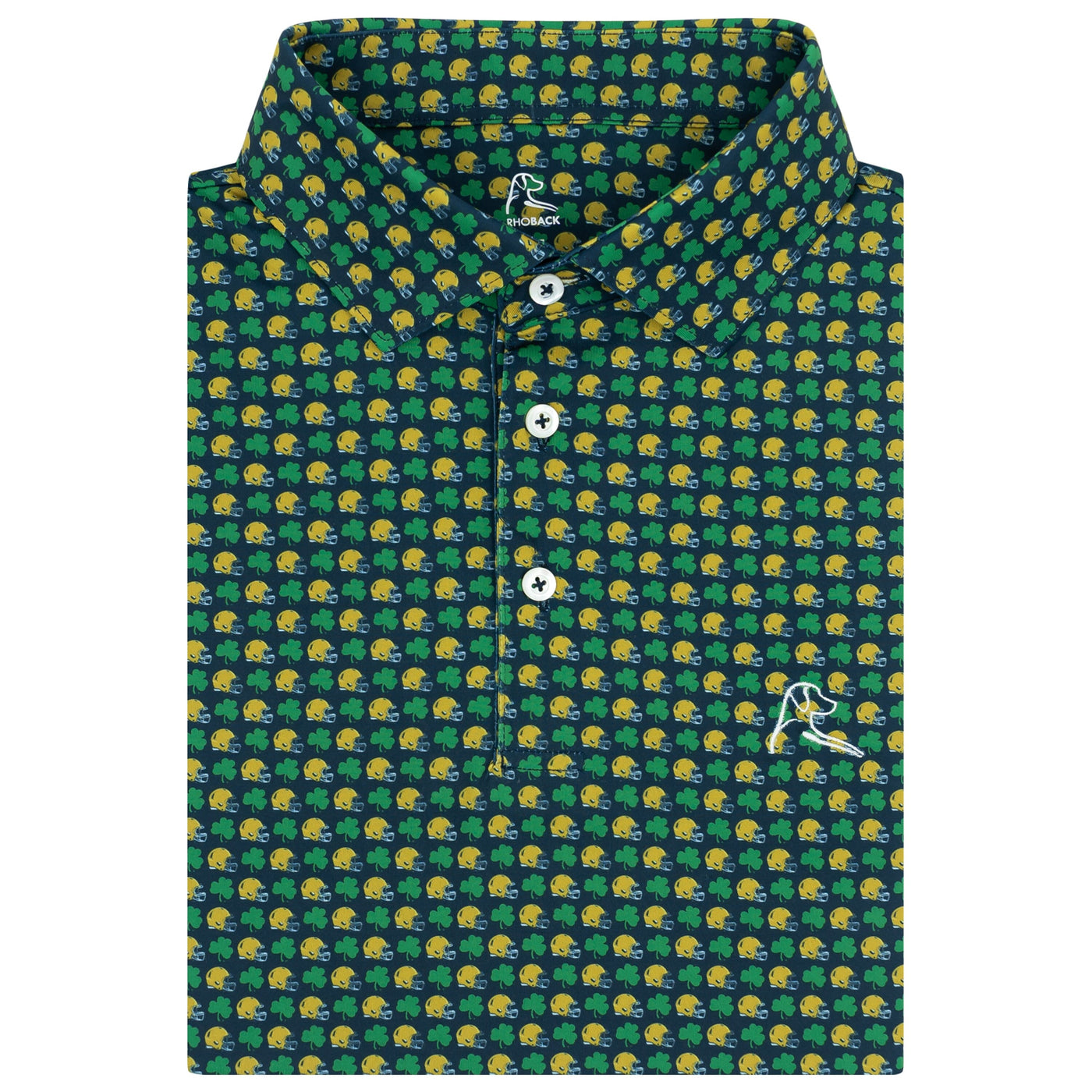 The Notre Dame Golden Domer® | Collegiate Polo | The Notre Dame Golden Domer® - Indigo Blue/Irish Green