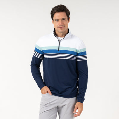 Grady Block Performance Q-Zip | The Grady Block - Fleet Navy/White/Antigua Green