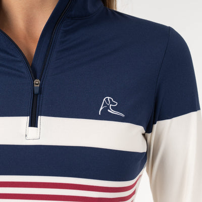 Grady Block Performance Q-Zip | The Grady Block - Ivory/Fleet Navy/Barn Red