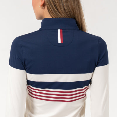 Grady Block Performance Q-Zip | The Grady Block - Ivory/Fleet Navy/Barn Red