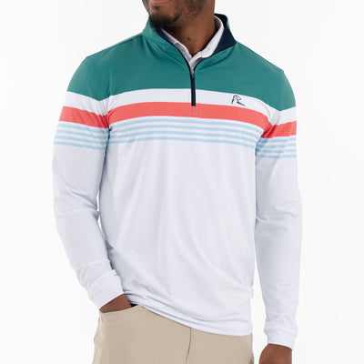 Grady Block Performance Q-Zip | The Grady Block - White/Leaf Green/Pure Blue