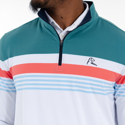 Grady Block Performance Q-Zip | The Grady Block - White/Leaf Green/Pure Blue