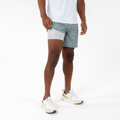 Grit Gym Short | The Granite Camo - Bullfrog Green/Stratus Grey