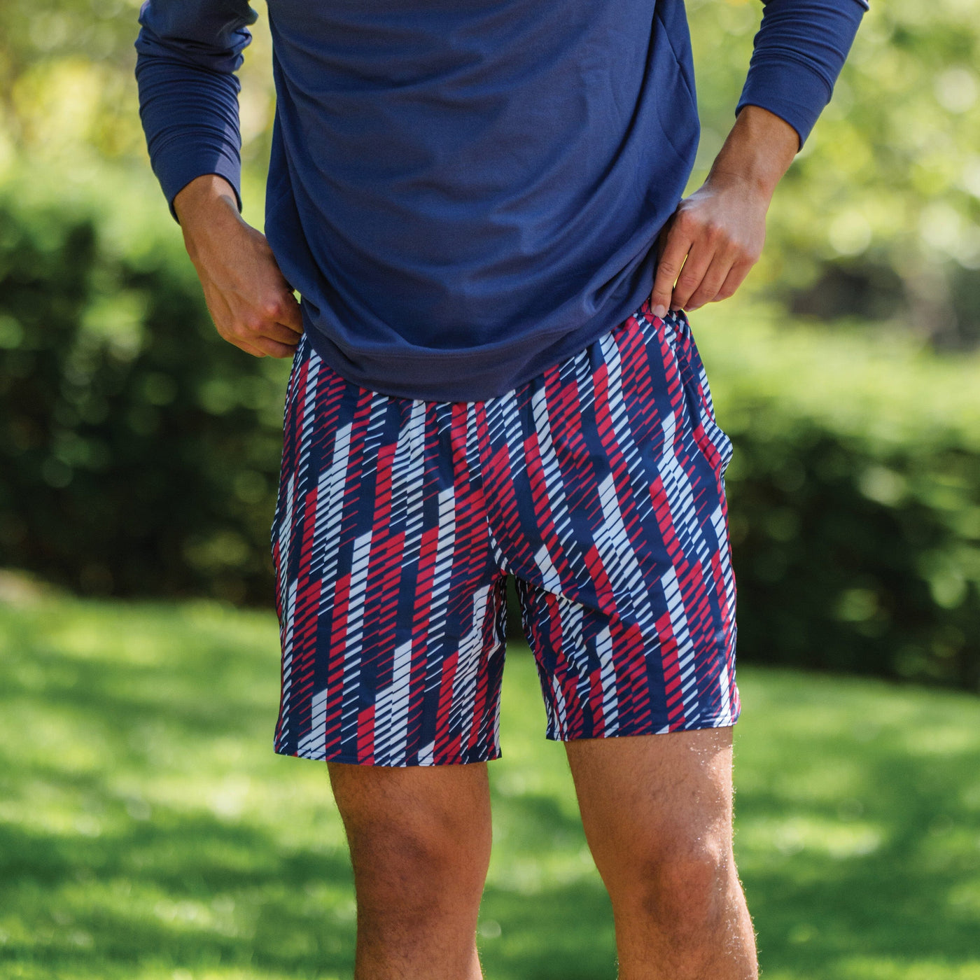 Grit Gym Short - 7" | The Strike - Fleet Navy/Cardinal Red