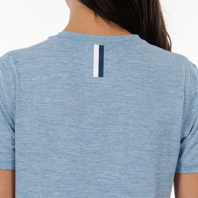 Drift Performance Crop Tee | Heather - Ice Pick Blue/White