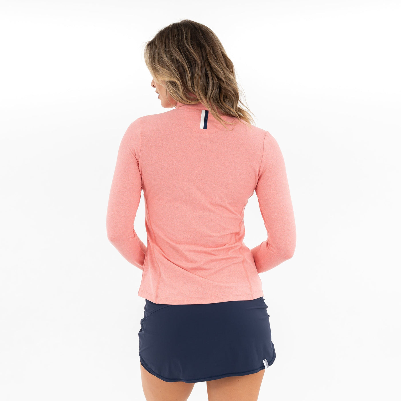 Heather Performance Q-Zip | Heather - Azalea Pink/White