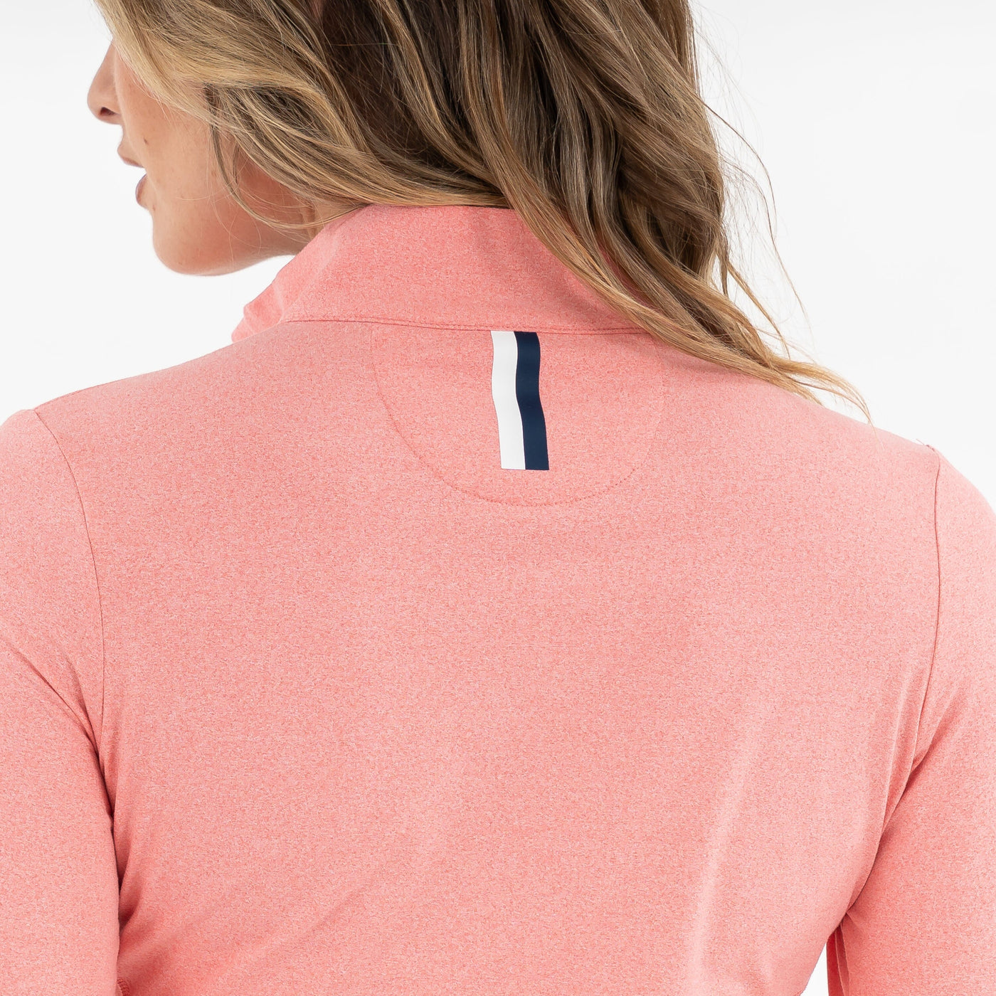 Heather Performance Q-Zip | Heather - Azalea Pink/White