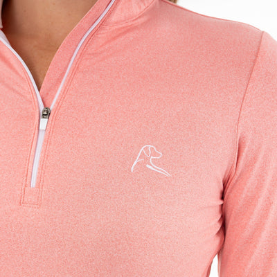 Heather Performance Q-Zip | Heather - Azalea Pink/White