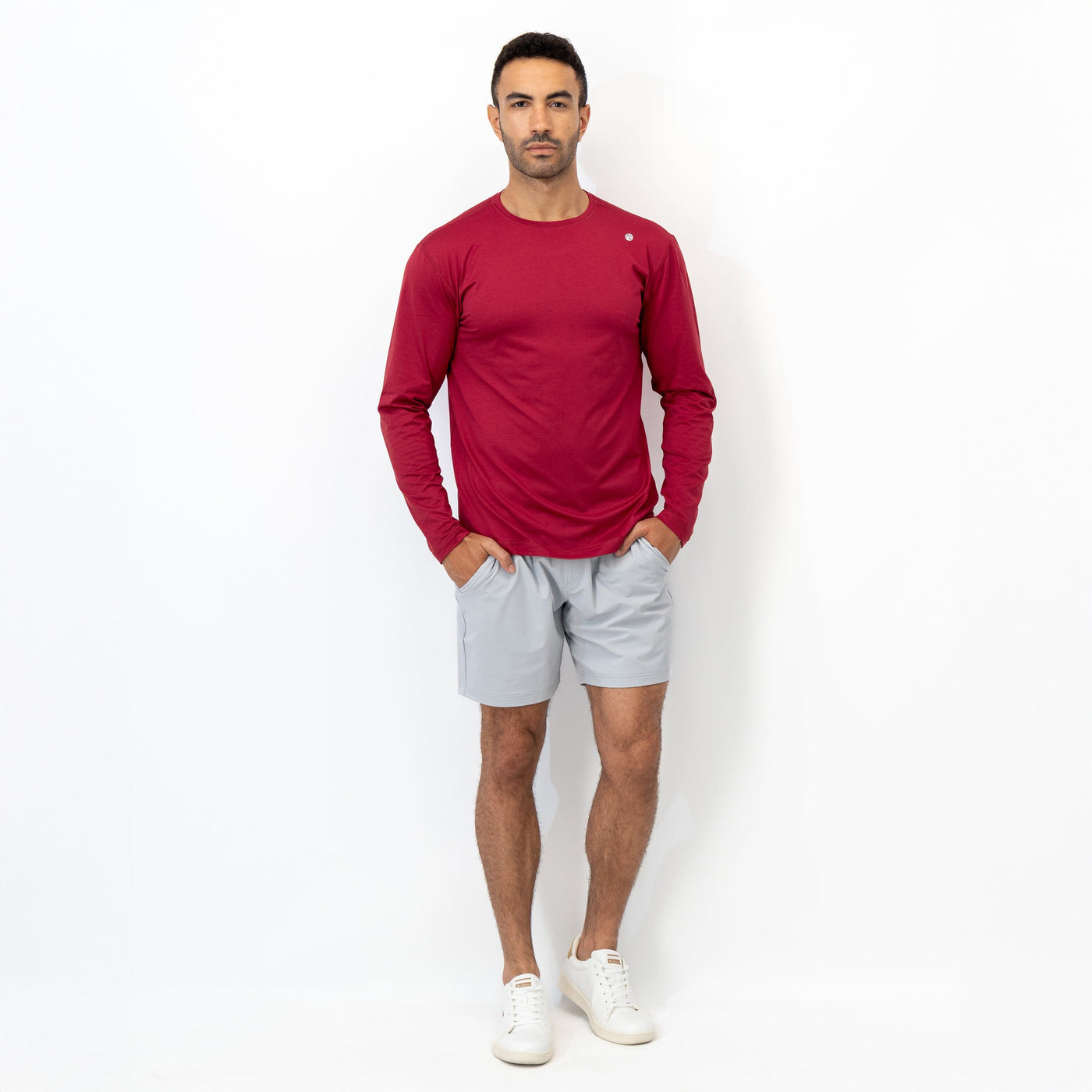 Blitz Tech Long Sleeve Tee | Heather - Barn Red/Barn Red