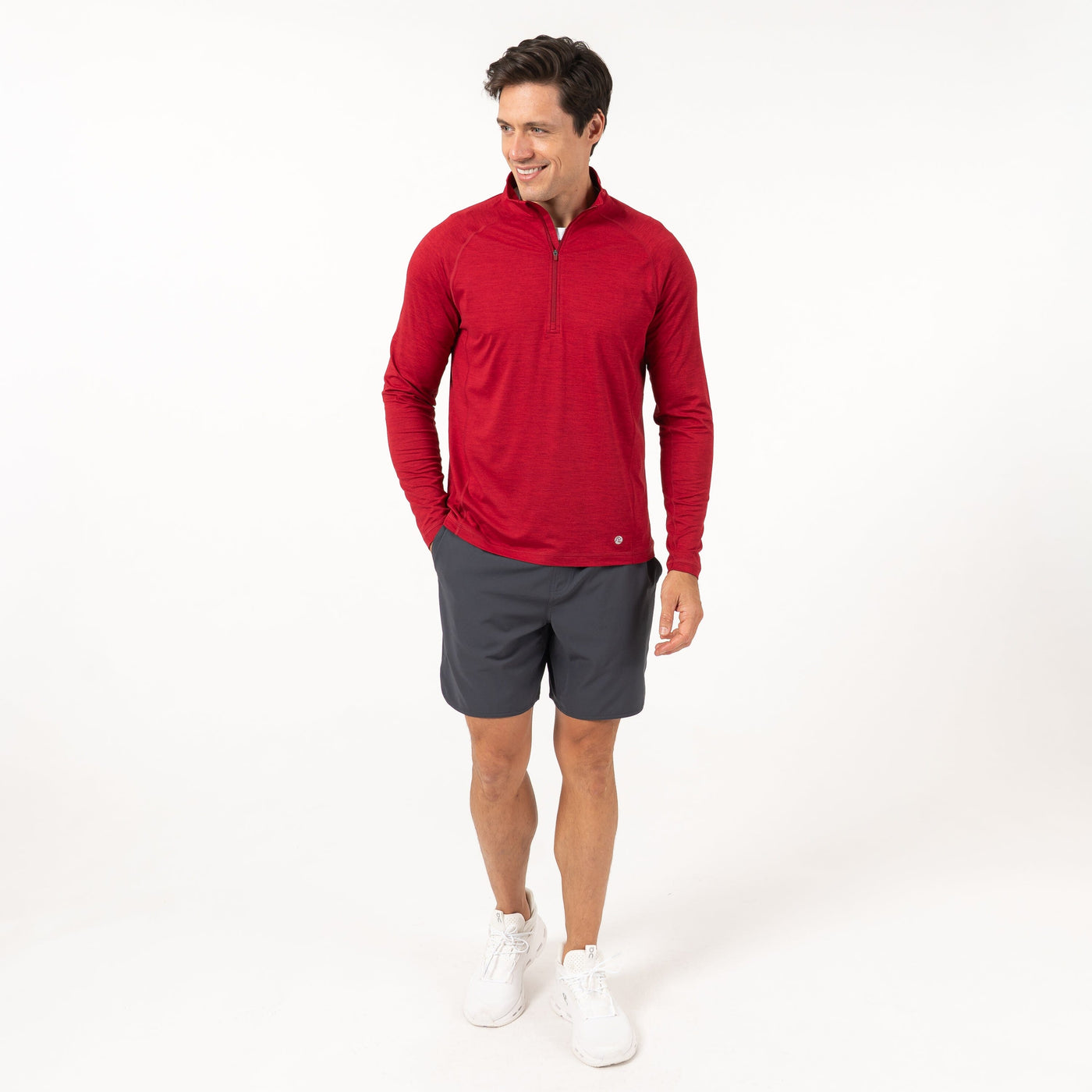 Tailwind Performance Q-Zip | Heather - Barn Red/Cardinal Red