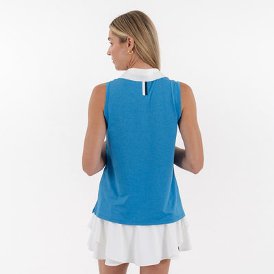 Brooke Sleeveless Performance Polo | Heather - Birdie Blue/Birdie Blue