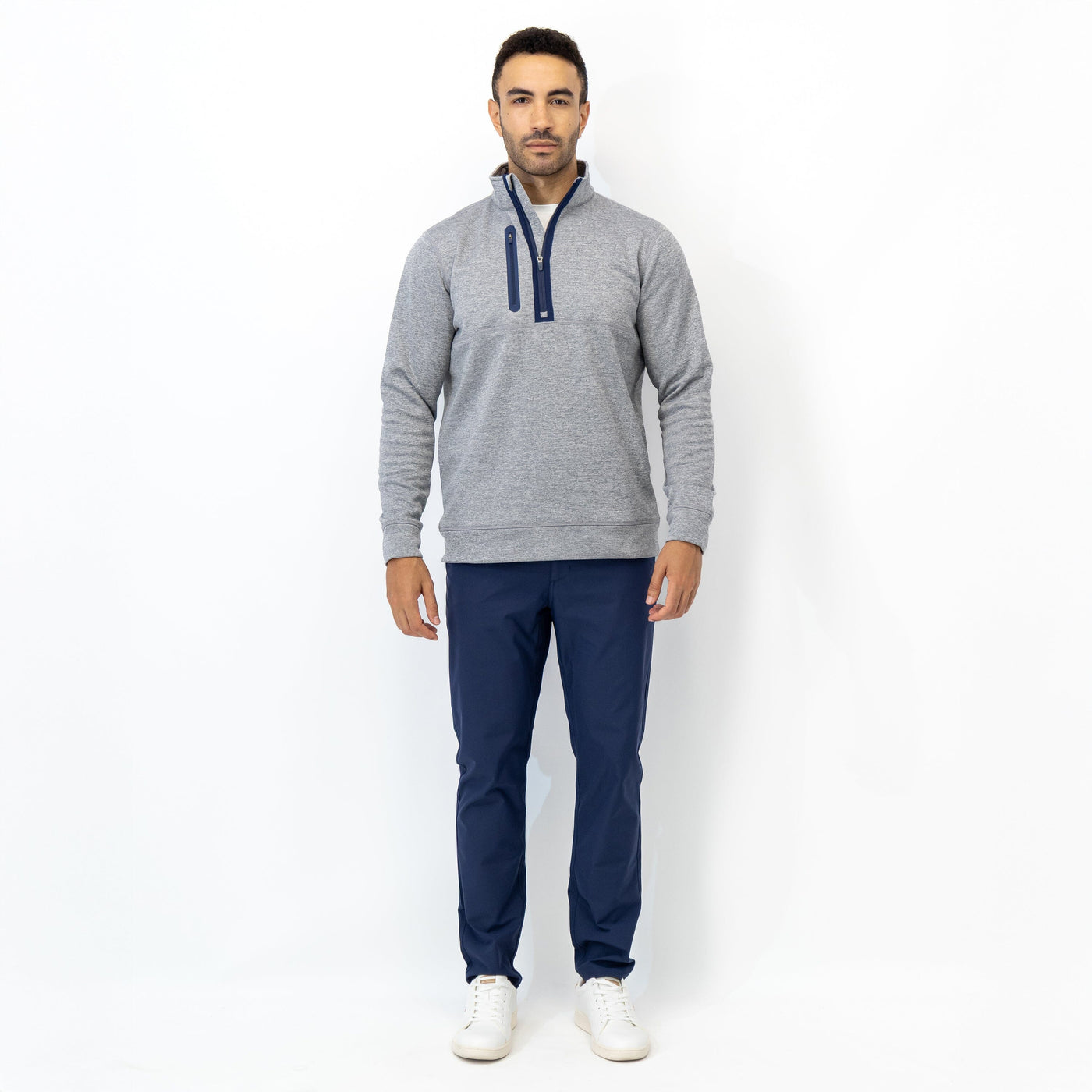 Knoll Performance Half-Zip | Heather - Boulder Grey/White