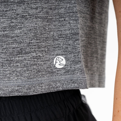 Drift Performance Crop Tee | Heather - Boulder Grey/White