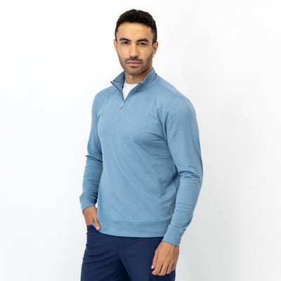 Pace Q-Zip Pullover | Heather - Cadet Blue/Cadet Blue