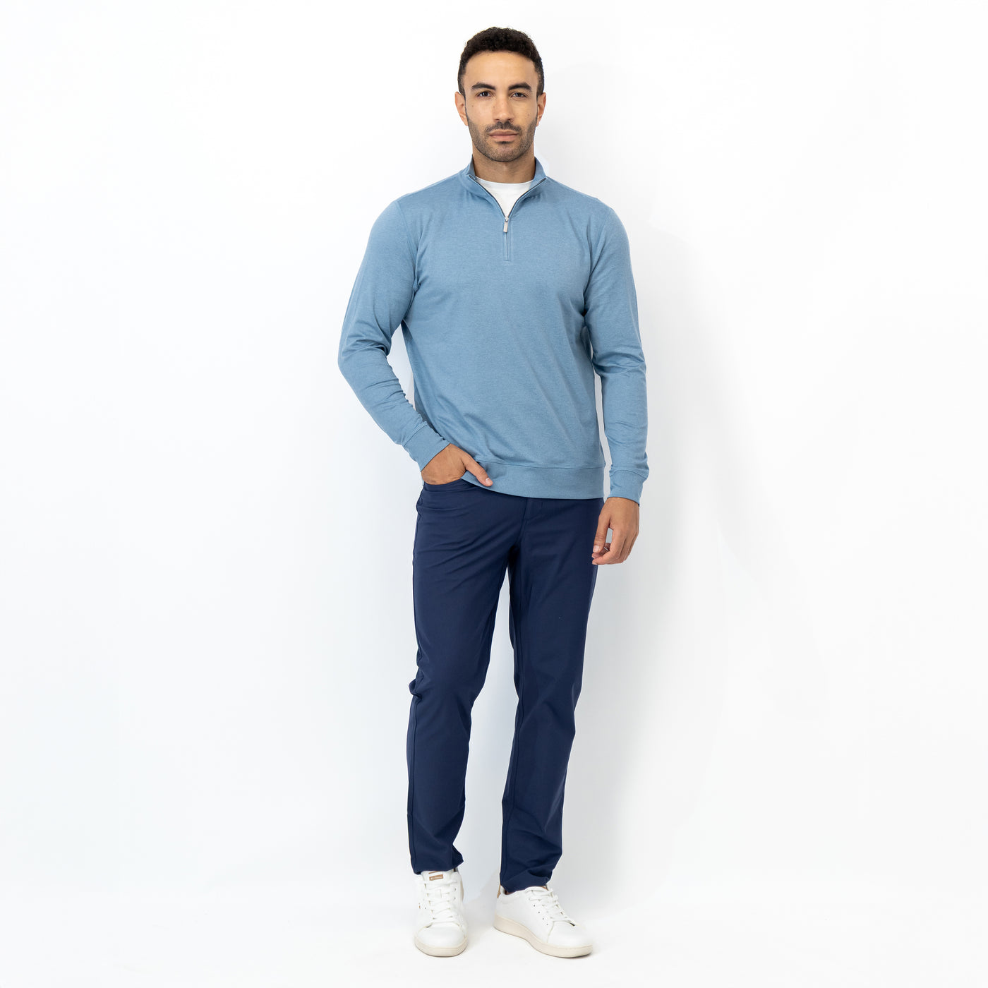 Pace Q-Zip Pullover | Heather - Cadet Blue/Cadet Blue