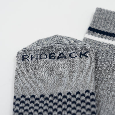 Stratus Performance Crew Socks | Heather - Charcoal Grey/White - White/Fleet Navy