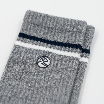 Stratus Performance Crew Socks | Heather - Charcoal Grey/White - White/Fleet Navy