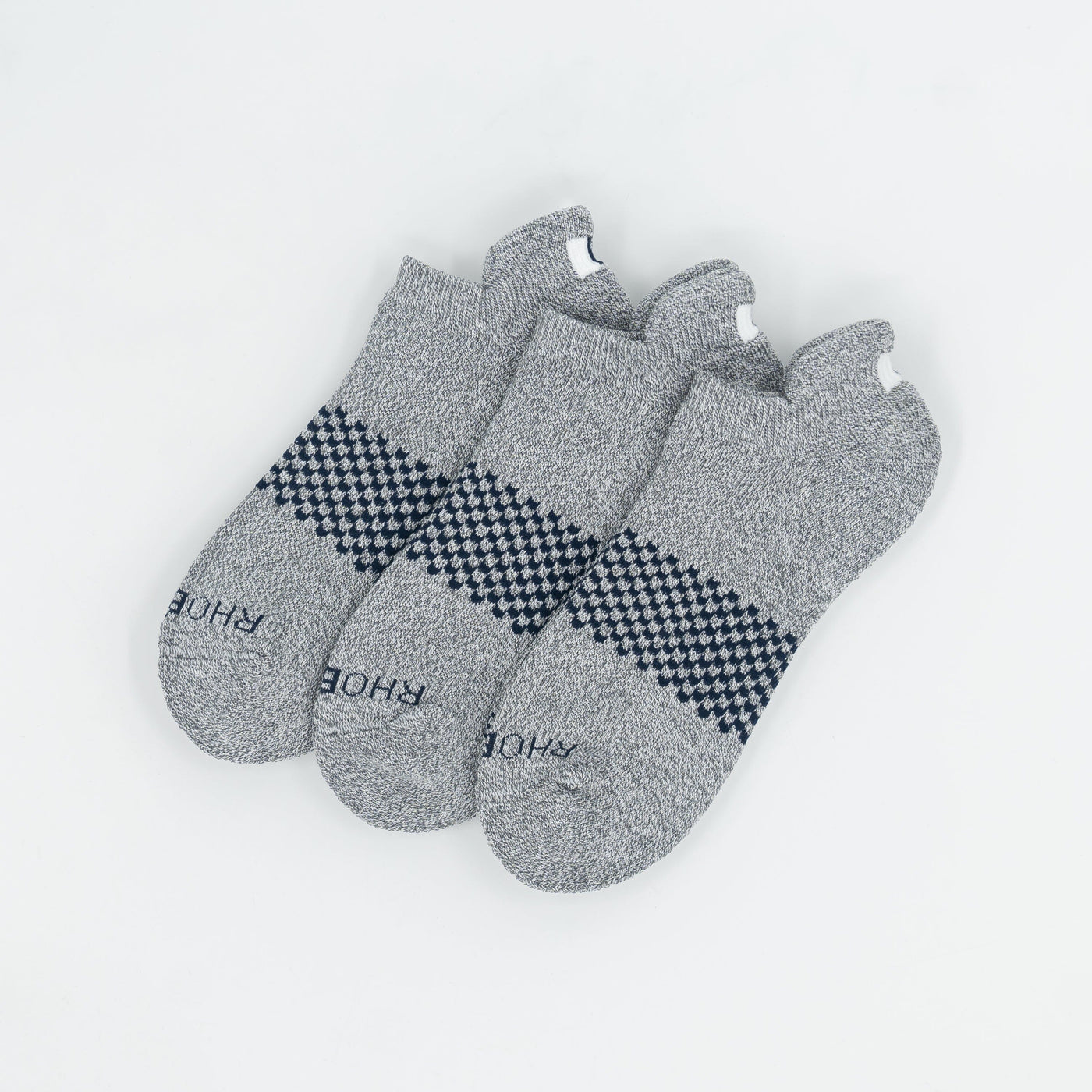 Men's Stratus Performance Ankle Socks (3-Pack) | Heather - Charcoal Grey/White - Fleet Navy