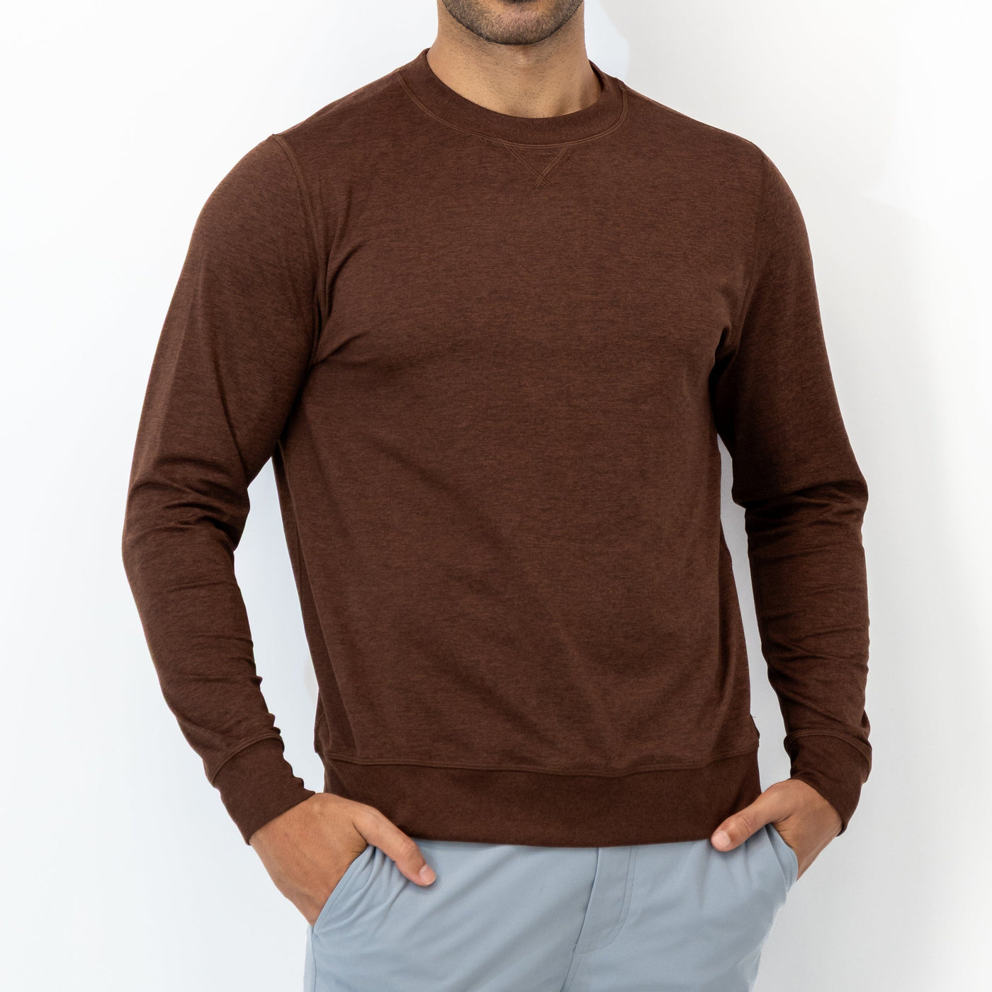 Pace Performance Crew | Heather - Cocoa/Espresso