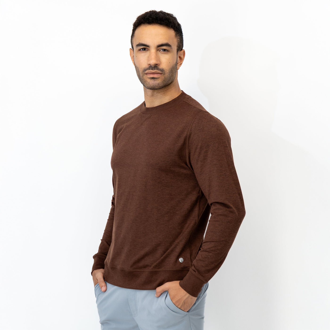 Pace Performance Crew | Heather - Cocoa/Espresso