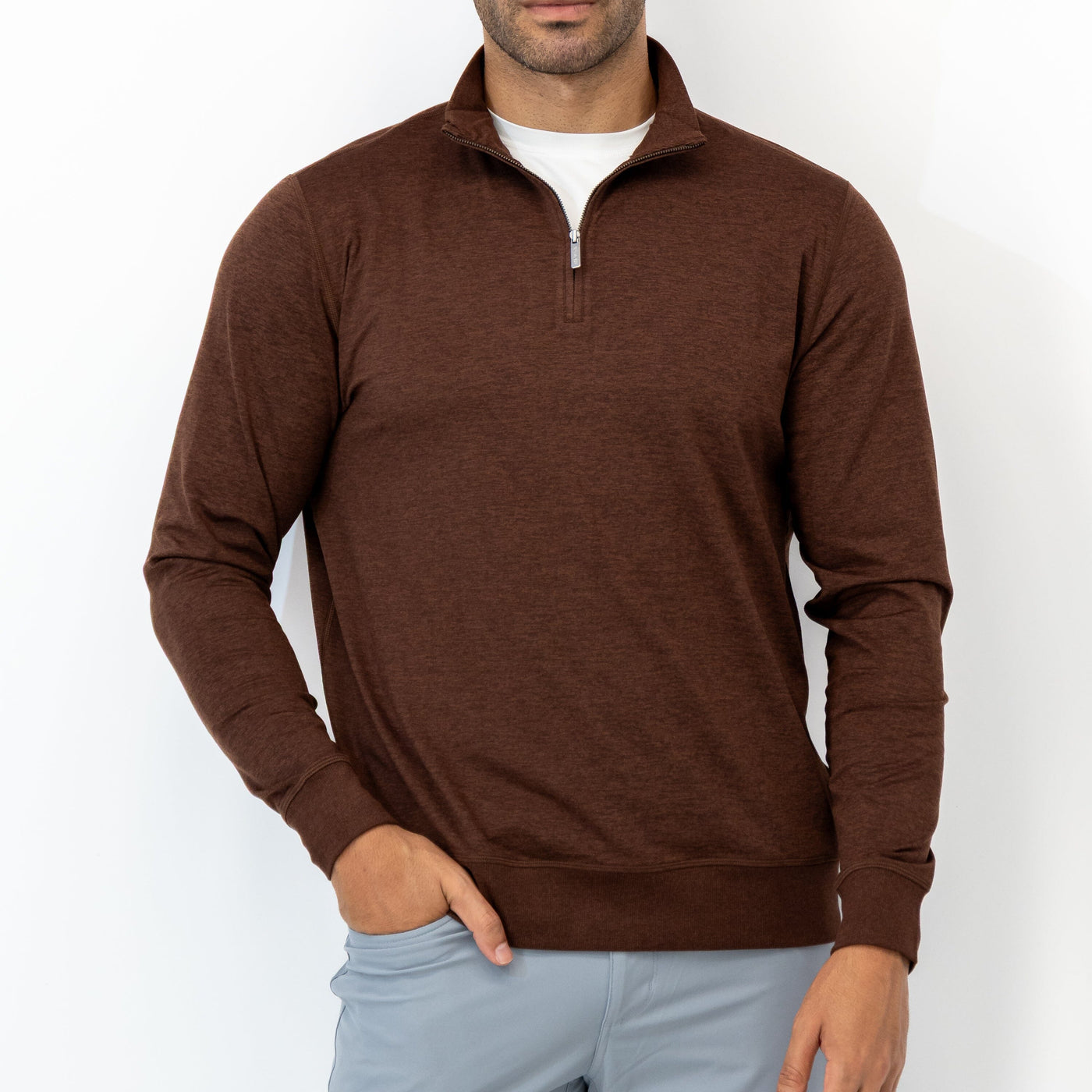 Pace Q-Zip Pullover | Heather - Cocoa/Espresso
