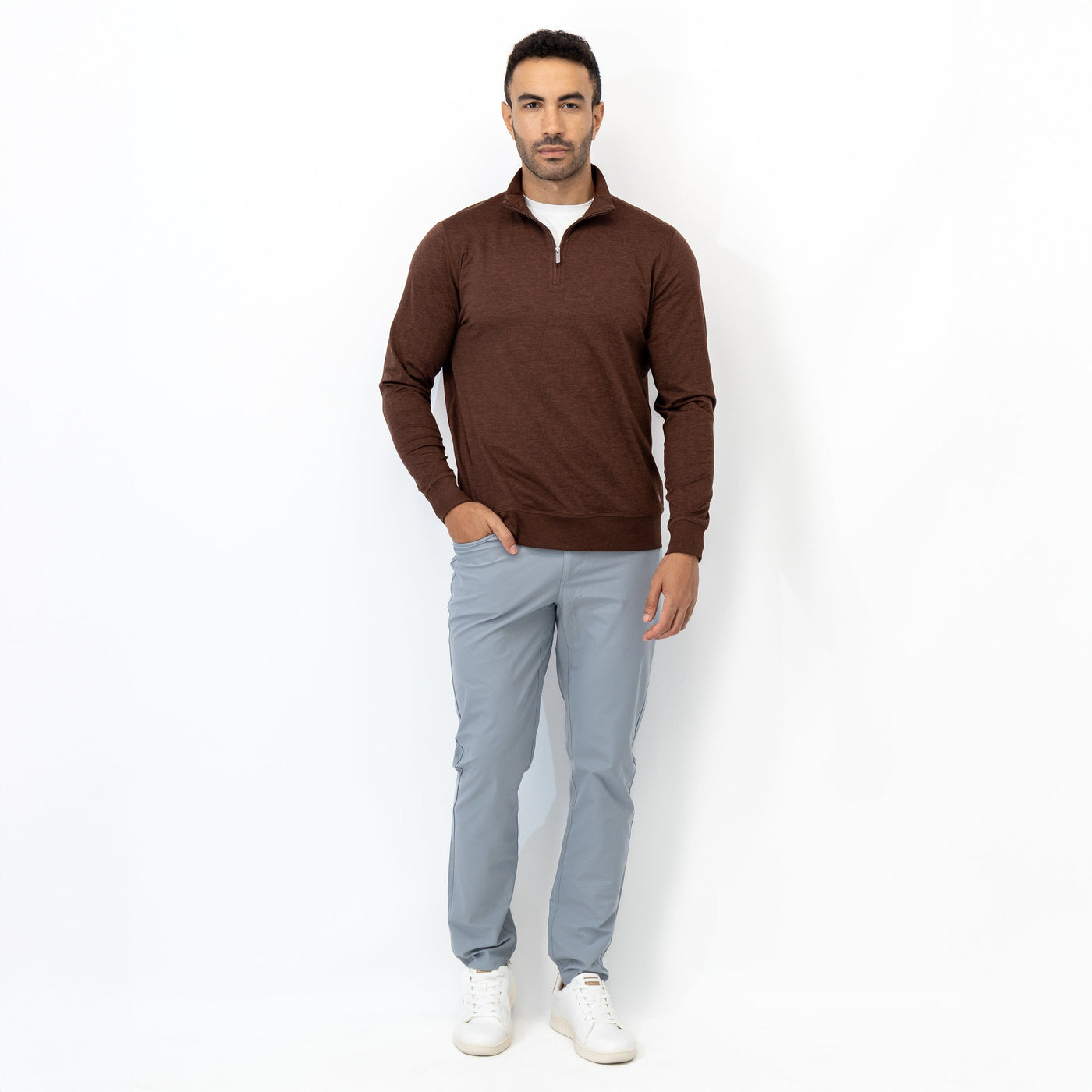 Pace Q-Zip Pullover | Heather - Cocoa/Espresso