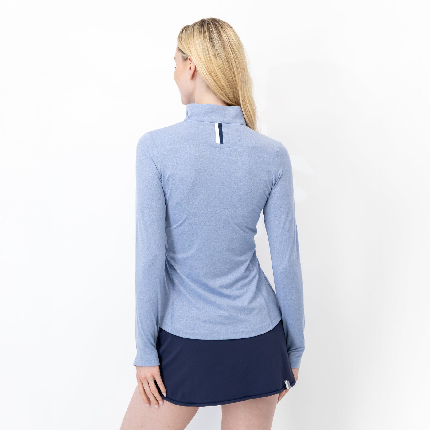 Heather Performance Q-Zip | Heather - Dusk Blue/Zenith Blue