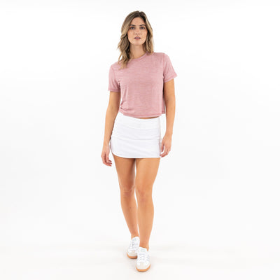 Drift Performance Crop Tee | Heather - Dusk Pink/Lotus Pink