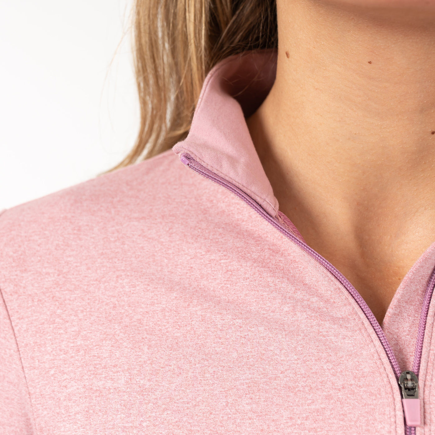 Heather Performance Q-Zip | Heather - Dusk Pink/Lotus Pink