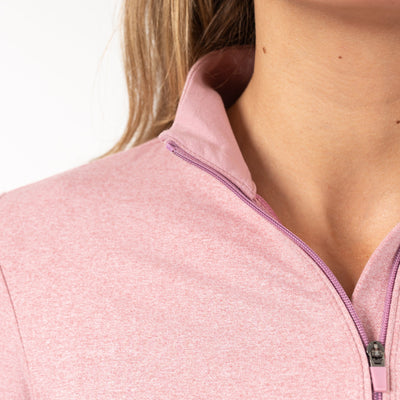 Heather Performance Q-Zip | Heather - Dusk Pink/Lotus Pink