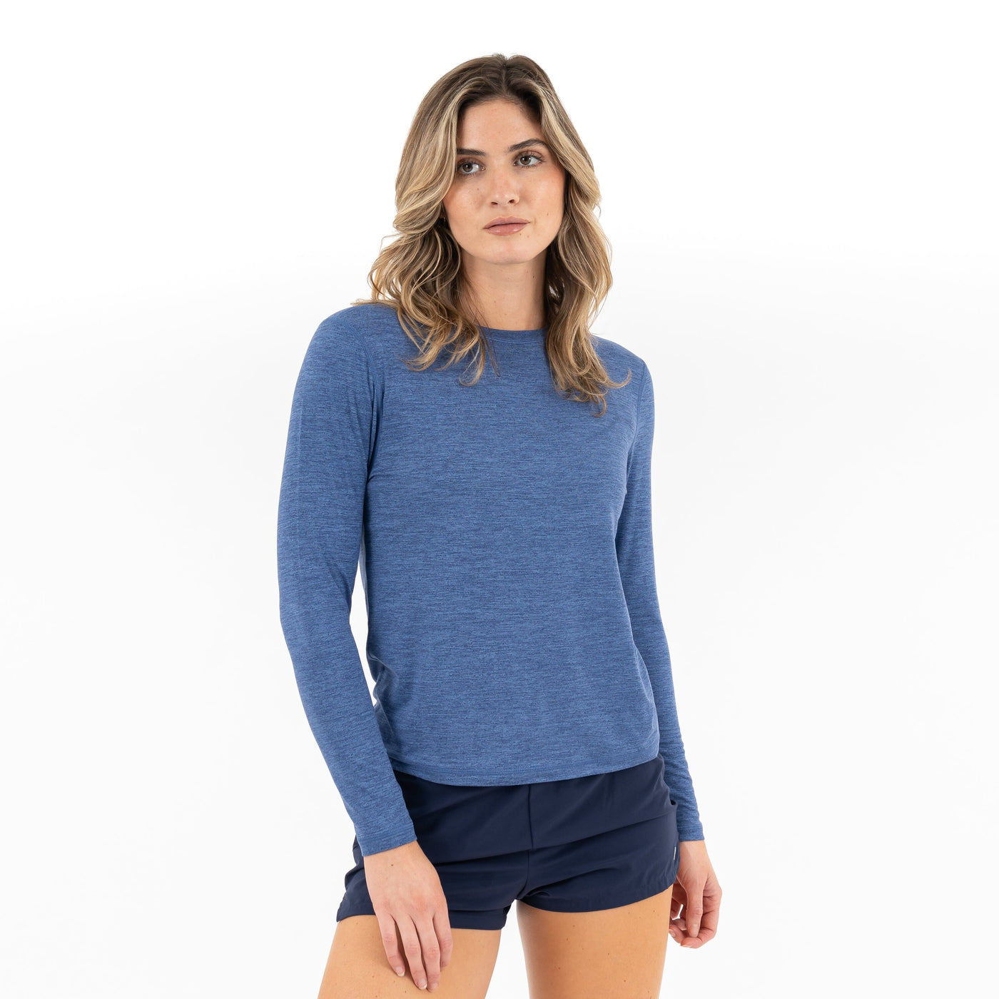 Drift Performance Long Sleeve Tee | Heather - Flag Blue/Dusk Blue
