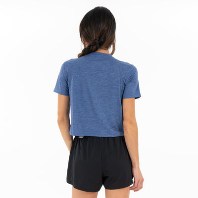 Drift Performance Crop Tee | Heather - Flag Blue/Dusk Blue