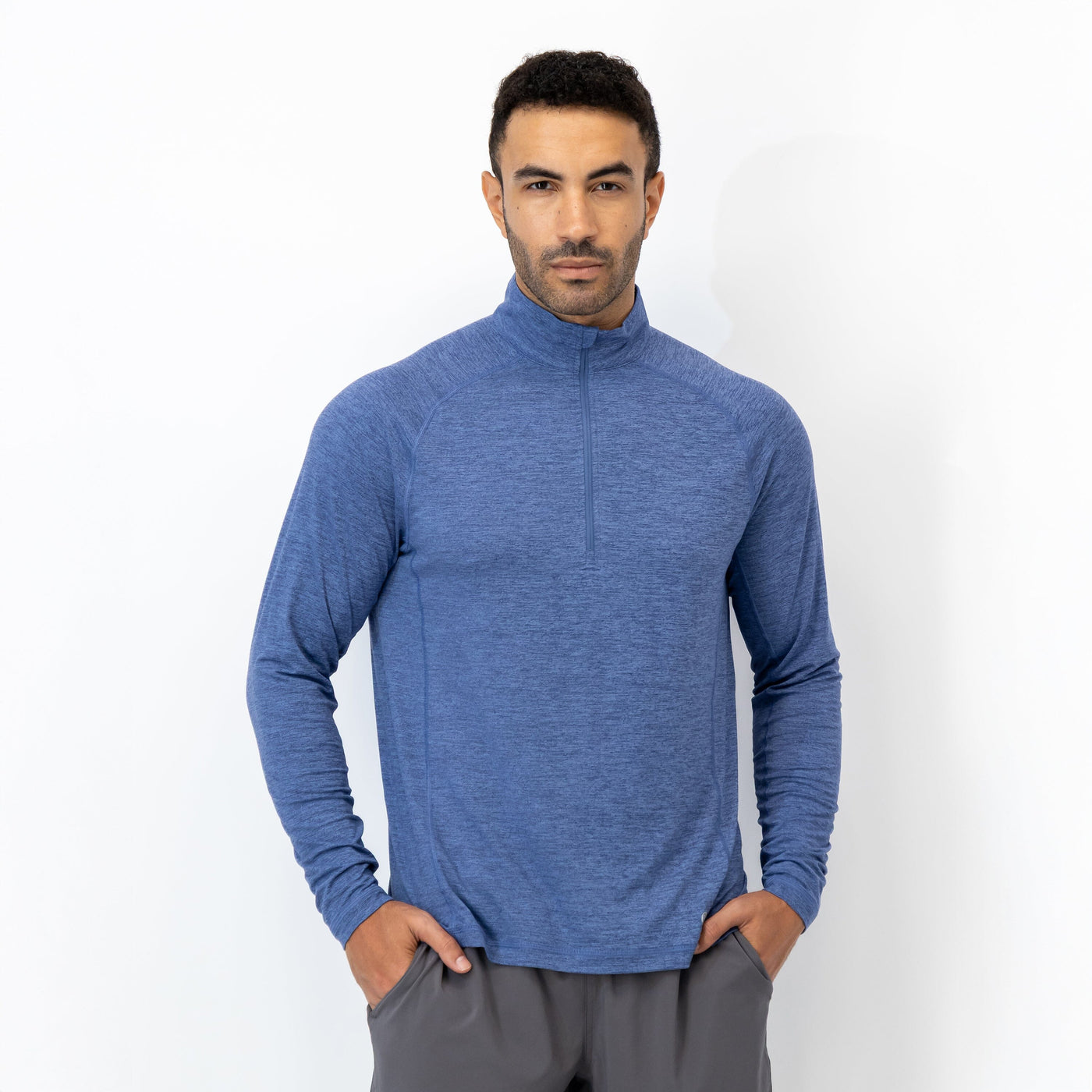 Tailwind Performance Q-Zip | Heather - Flag Blue/Dusk Blue