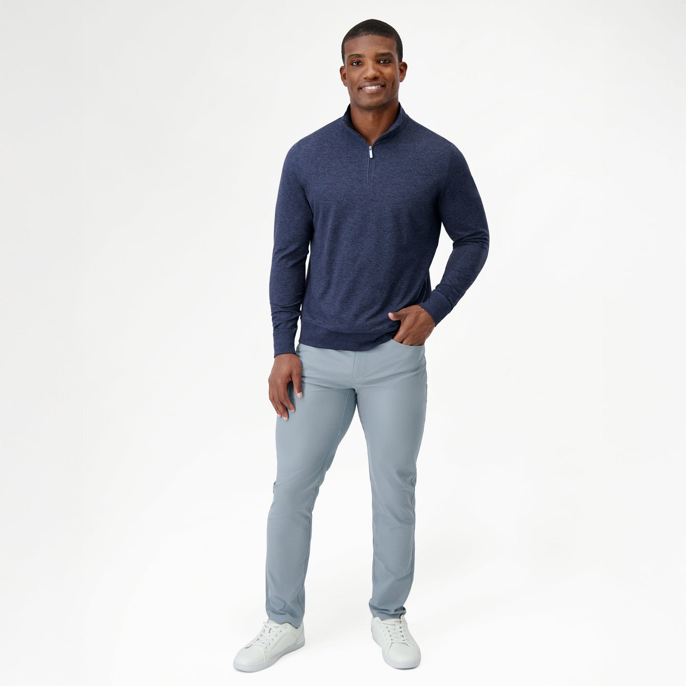 Pace Q-Zip Pullover | Heather - Fleet Navy/Annapolis Blue