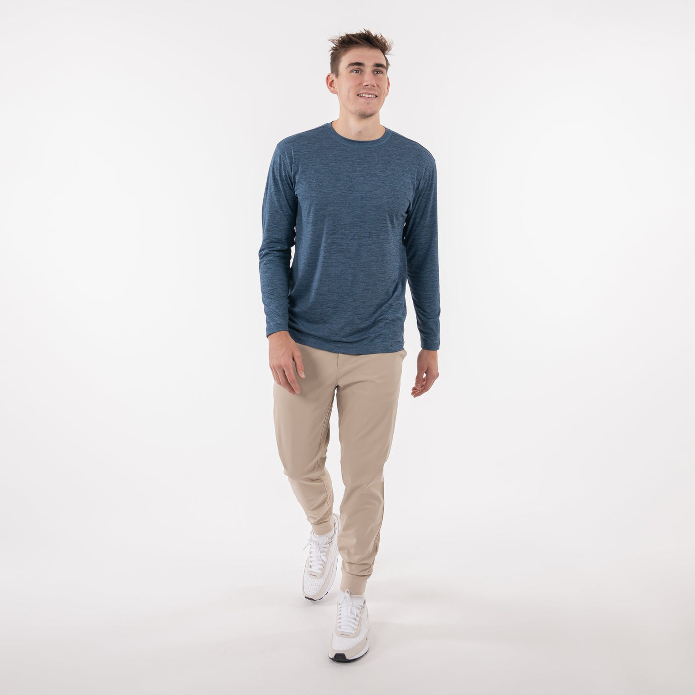 Tailwind Performance Long Sleeve Tee | Heather - Fleet Navy/Highcountry Blue