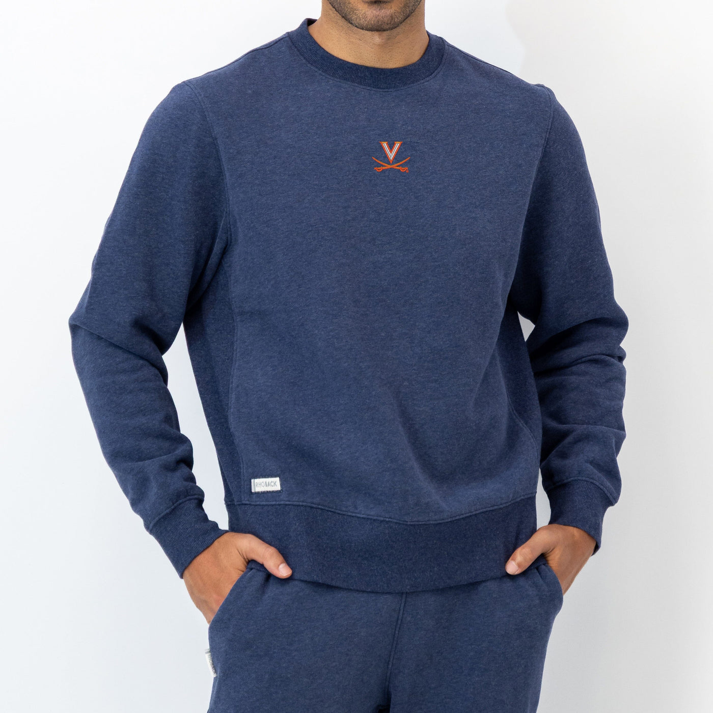 Ready Collegiate Crewneck - UVA | Heather - Fleet Navy - UVA 2 ORANGE