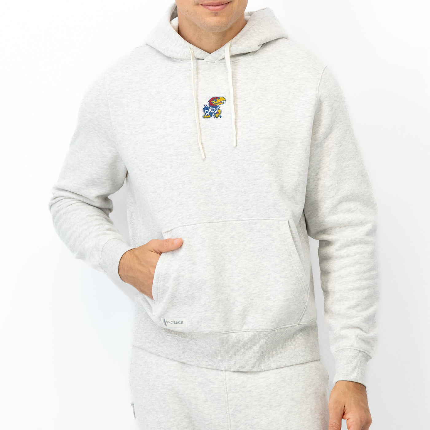 Ready Collegiate Hoodie - Kansas | Heather - Ivory - KU 2 BLUE