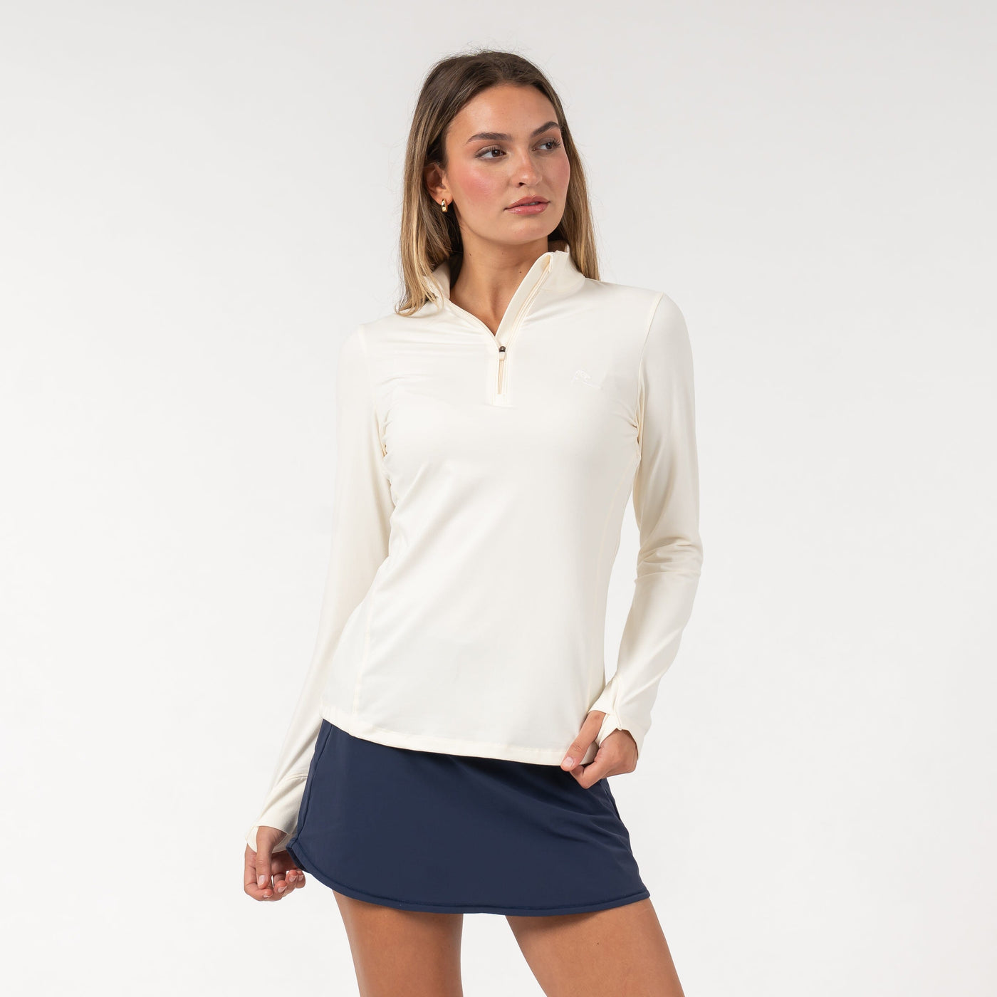 Heather Performance Q-Zip | Heather - Ivory/Parchment White