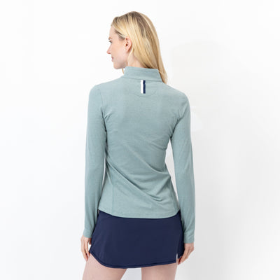 Heather Performance Q-Zip | Heather - Jungle Green/Antigua Green