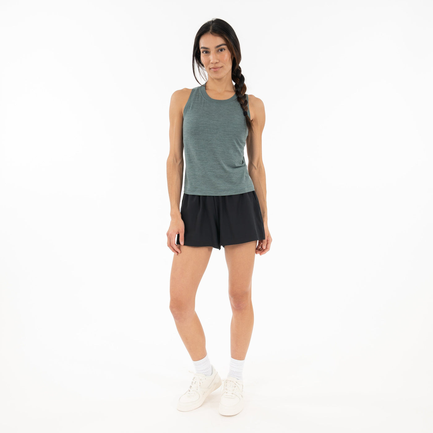 Drift Performance Crop Tank | Heather - Jungle Green/Dusty Pine